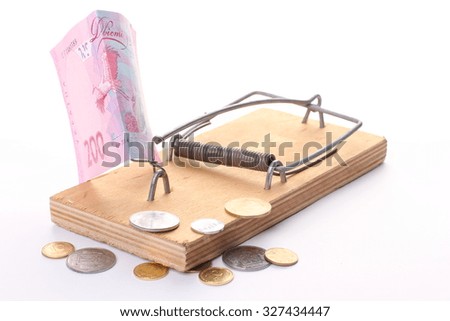 Ukrainian Money in a mousetrap