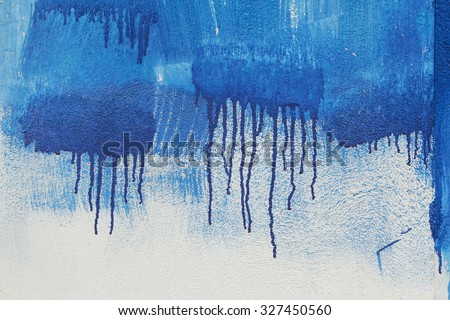 background wall painted with a mural brushstrokes dates roller and sagging blue Royalty-Free Stock Photo #327450560