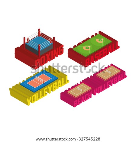 Set of different sport fields on a transparent background