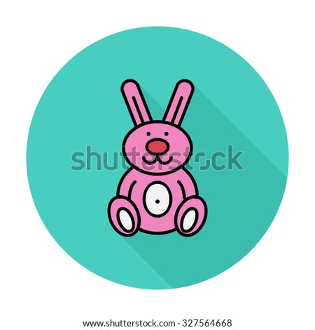 Rabbit toy icon. Flat vector related icon with long shadow for web and mobile applications. It can be used as - logo, pictogram, icon, infographic element. Vector Illustration.