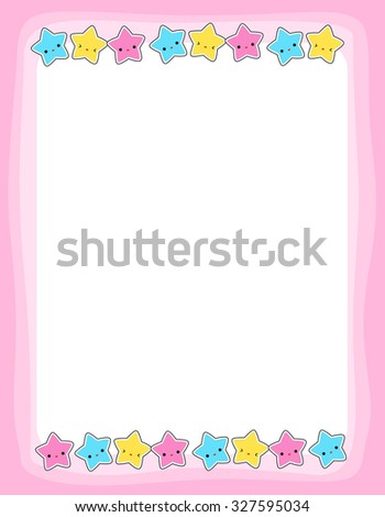 Cute colorful stars border / frame for greeting cards, party invitation backgrounds etc