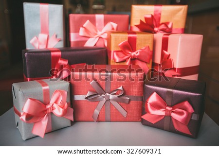 Stylish design background boxes with gifts.