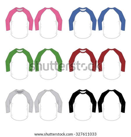 Vector Illustration of various colored Baseball style tees.