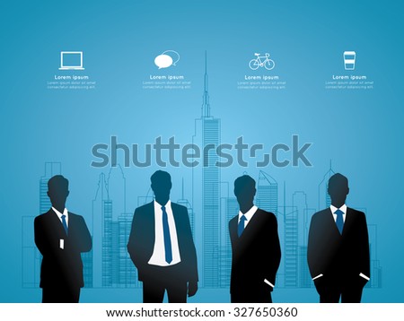 Modern infographic for business project with silhouette people.