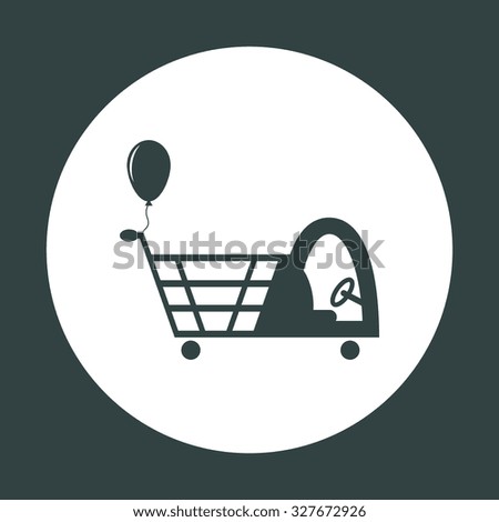 Shopping with a cabin for children and inflatable festive ball. icon. vector design
