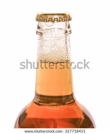 Vintage looking Beer bottle neck isolated over white