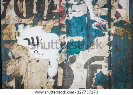 Mixed paper texture on wood grunge background with vignette