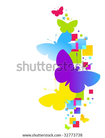 colorful butterflies  with  geometric shapes