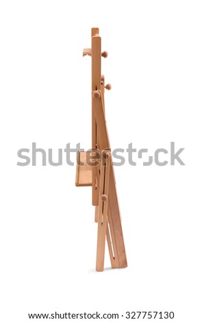 Assembled wooden easel isolated on white