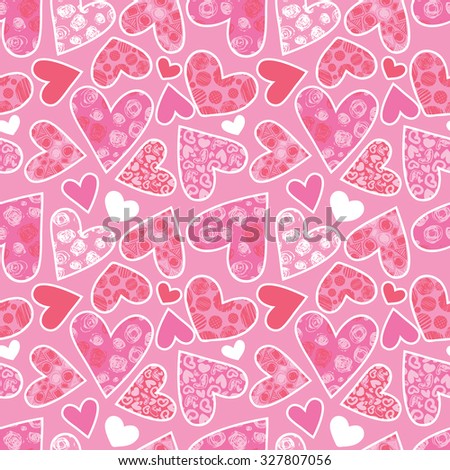Vintage seamless background of hearts 