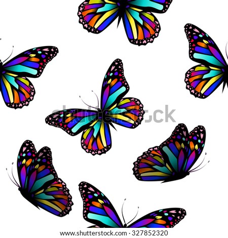 Seamless background with colorful butterflies. Vector