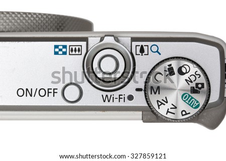 Closeup part of digital camera (button control).