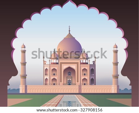 Taj Mahal through the window Royalty-Free Stock Photo #327908156