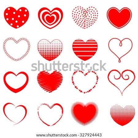 16 different heart shapes collection specially for valentines / love related designs