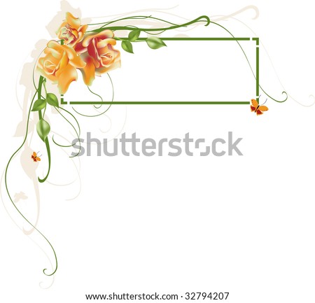 Vector illustration of elegant floral frame with beautiful roses