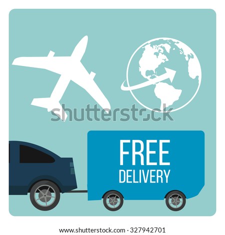 shipping merchandise illustration over blue color background