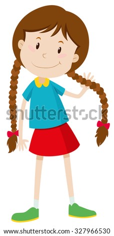 Little girl with long hair illustration