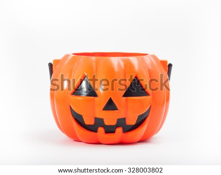 Scary Halloween pumpkin head on white background