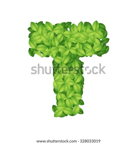Green foliage alphabet letter vector