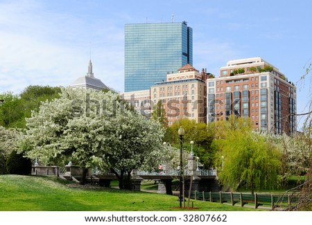 Back Bay from Boston Public Garden in the spring