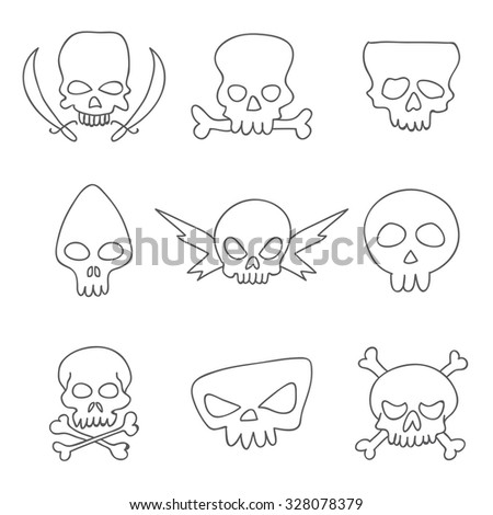 Skull. Vector icons, hand-drawn.