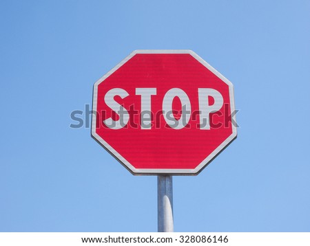 Regulatory signs, Stop traffic sign over the blue sky