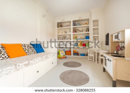 Picture of spacious child room in new simple style 