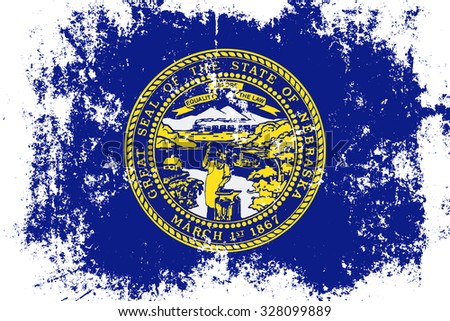 Nebraska grunge, old, scratched style state flag