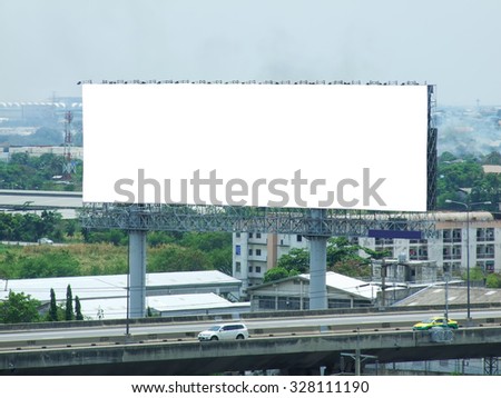 Blank billboard on express road for advertisement, with path.