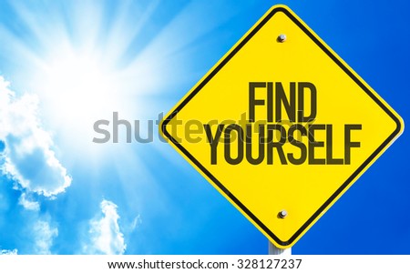 Find Yourself sign with sky background