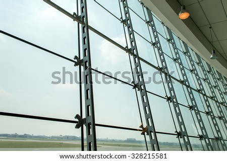 modern glass roof inside airport lounge