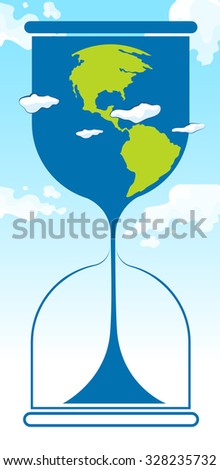 Save the world theme with earth in hourglass illustration, sandwatch