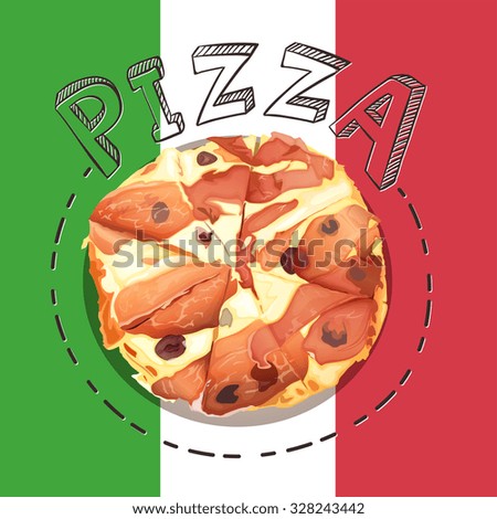 Tray of Italian pizza illustration