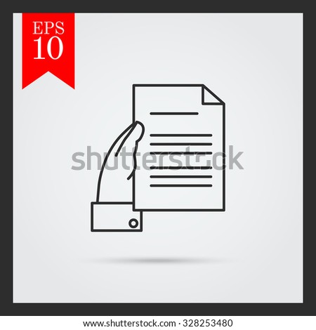Icon of man hand holding document