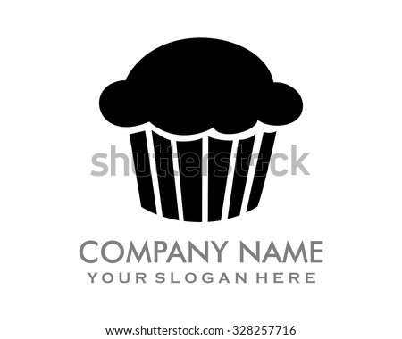 cute cake bread cup cake black muffins logo image icon