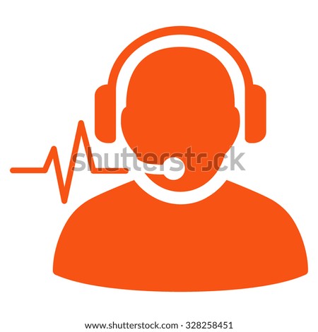 Operator Signal vector icon. Style is flat symbol, orange color, rounded angles, white background.