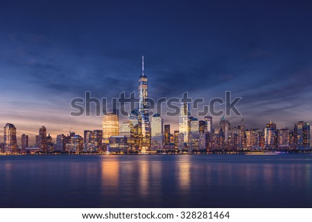 New York City - Manhattan after sunset - beautiful cityscape Royalty-Free Stock Photo #328281464