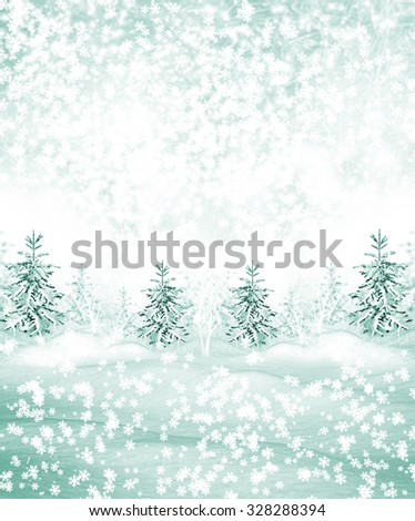 Christmas card. Winter forest. Winter landscape