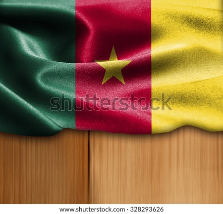 Cameroon flag on wood Texture