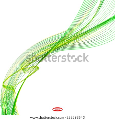 abstract green line emerald wave yellow band isolated on white background. vector illustration