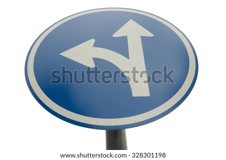 straight or turn left sign