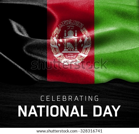 Afghanistan flag and Celebrating National Day Typography on wood background