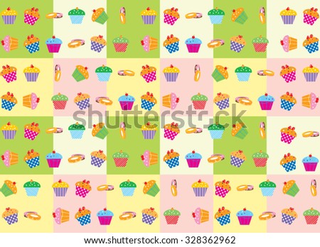 Seamless pattern with cupcake