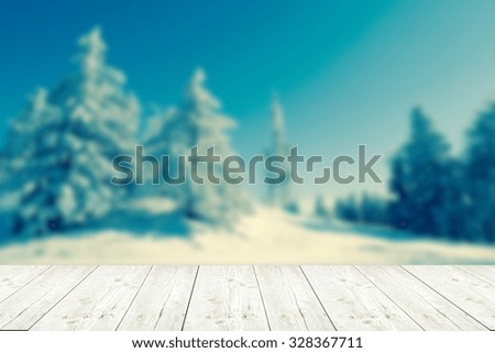 winter background with wooden planks