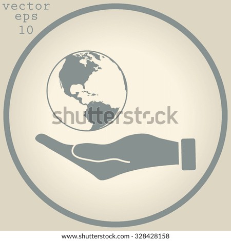 Hand holding Globe earth icon 