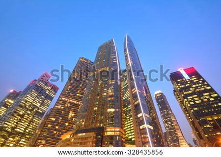 Singapore Skyline And Modern Skyscrapers Of Business District Marina Bay Sands