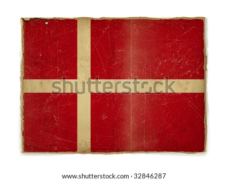 weathered flag of Denmark, paper textured
