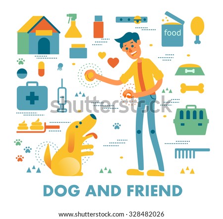 Dog and friend vector graphic element