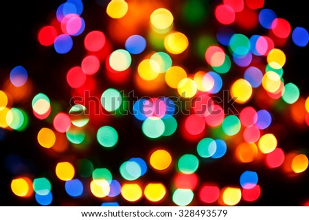 Blurred defocused multi color lights