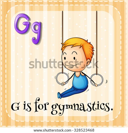 Flashcard alphabet G is for gymnastics illustration